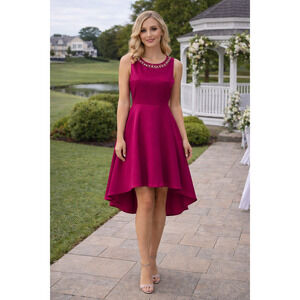 Elegant Rare Editions High Low Pink Dress Rhinestone Size 16 Formal barbiecore